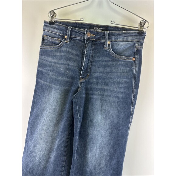 Judy Blue Mid Rise Tummy Control Wide Leg Crop Jeans Denim Stretch Womens 28 / 7 - Picture 4 of 14